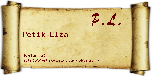 Petik Liza névjegykártya